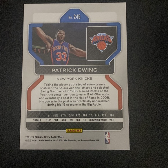 Patrick Ewing - 2021-22 panini Prizm basketball #245 - Picture 2 of 2